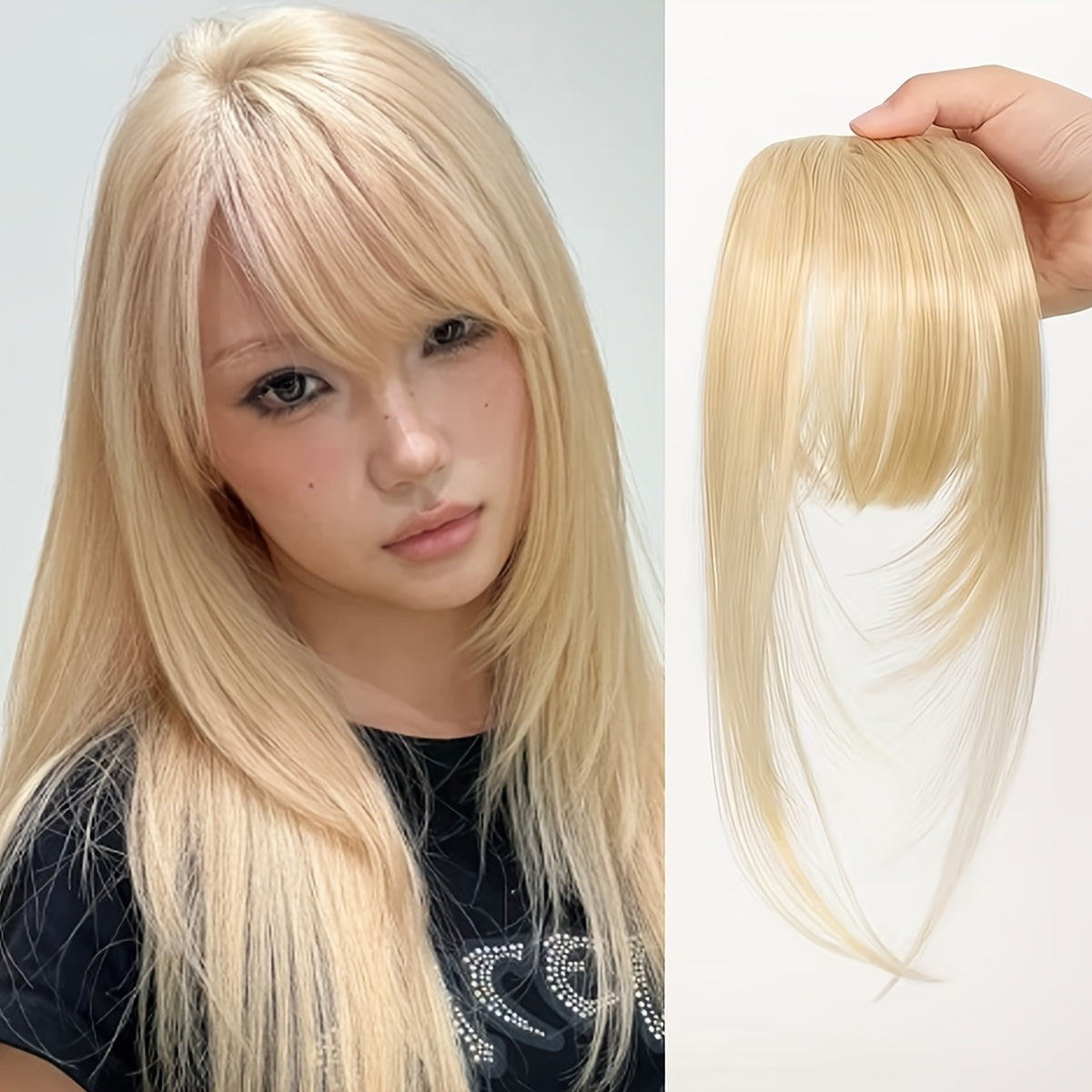 Wig with French Layered Bangs, Designed for Women, Featuring a, Perfect for Everyday Use, Easy to Put On, Seamless Hair Extensions, Versatile Hair Additions, French Fringe, Wig for a Look