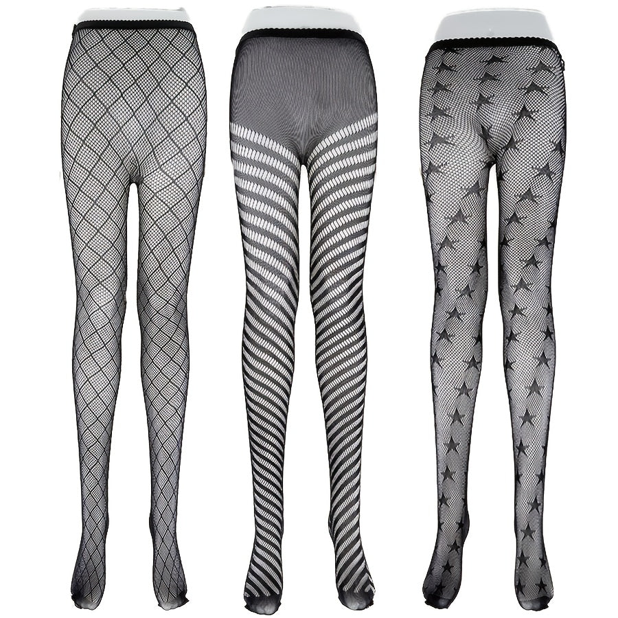 6-Pack Women's High-Waisted Sheer Tights with Mesh Panels & Cut-Outs - High-Stretch Opaque Leggings, -Snag Design, 30D Nylon/Elastane Blend for Everyday & Special Occasions - Multi-Color (Black/White/Pink/Beige/Brown) - Comfo