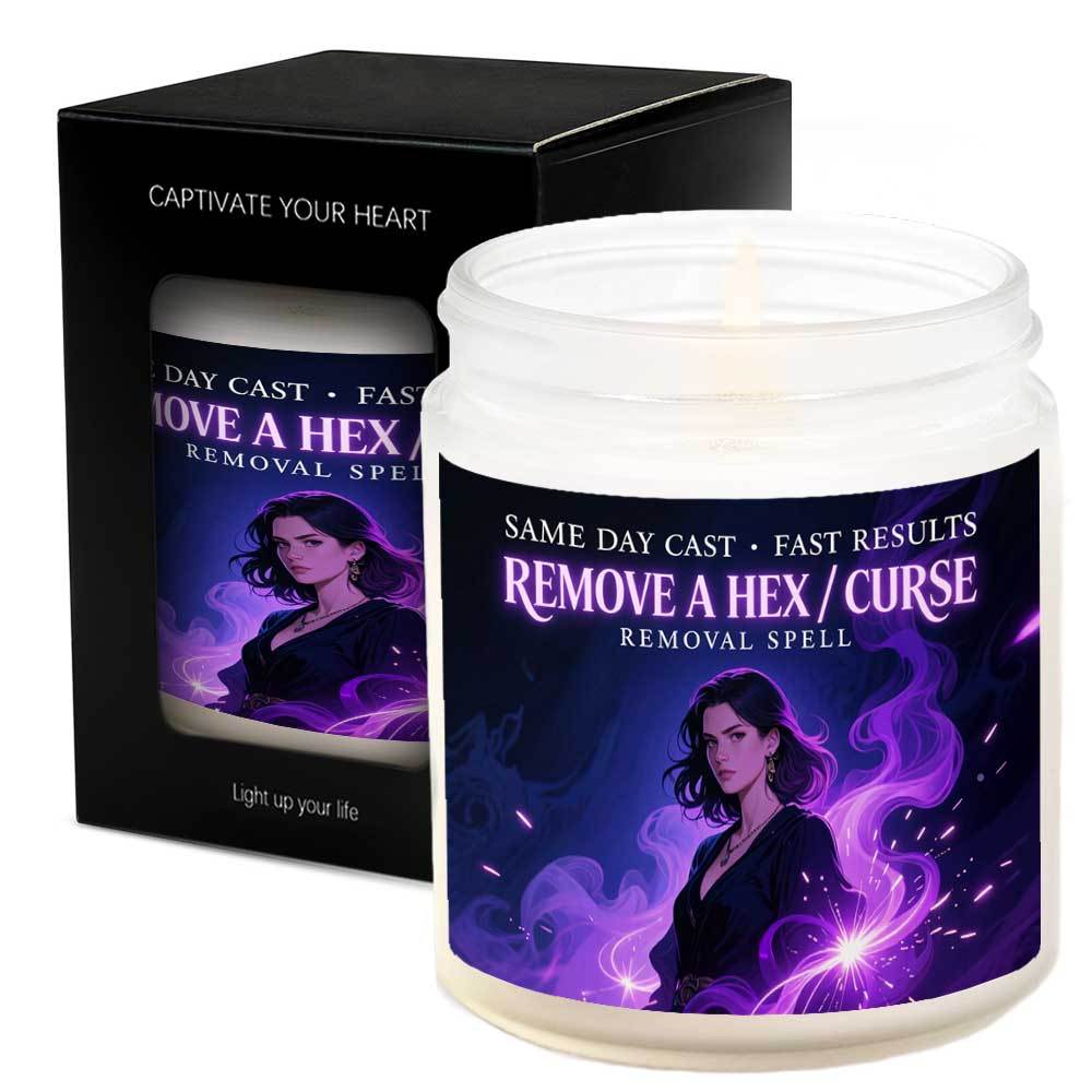 Curse Witchcraft Breaking Spell Candle - Remove Bad Energy & Hex Removal Ritual, Long-Lasting Soy Wax Magic Jar with Lavender Scent, & Rebound Spell for s, Witchcraft Gift for Women/Men (Halloween, Christmas, New Year) - Use