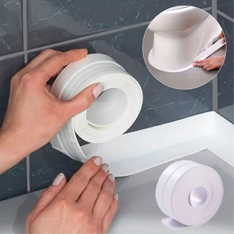 5M Super Adhesive Waterproof White Self-Sealing Strip Tape, Washbasin Bathtub PVC Material, for Kitchen, Bathroom, Toilet, Living Room, Home Appliances, Household Items | Seamless Sealing Strip | Durable Sealant Strip