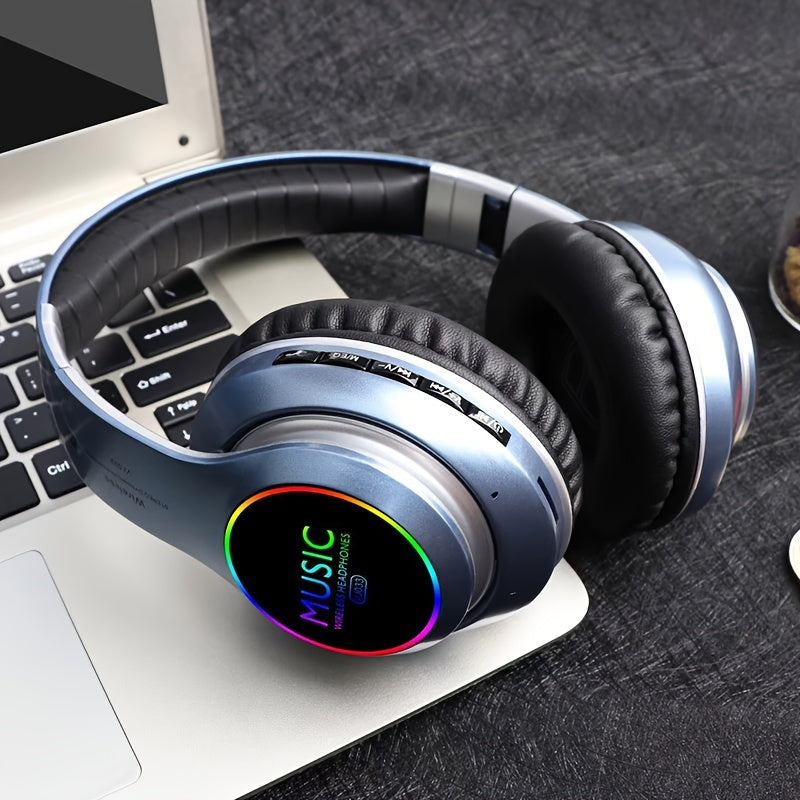 Upgraded Wireless Headphones with Deep Bass, Built-in Mic, Lightweight Foldable Design, 3.5mm Audio Jack, Stereo Sound for Travel, Work, Laptops, and Mobile Devices - iOS Gaming Headset, Ideal Christmas Gift, Headphone Hearin