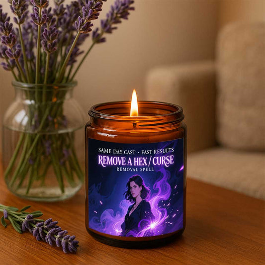 Curse Witchcraft Breaking Spell Candle - Remove Bad Energy & Hex Removal Ritual, Long-Lasting Soy Wax Magic Jar with Lavender Scent, & Rebound Spell for s, Witchcraft Gift for Women/Men (Halloween, Christmas, New Year) - Use