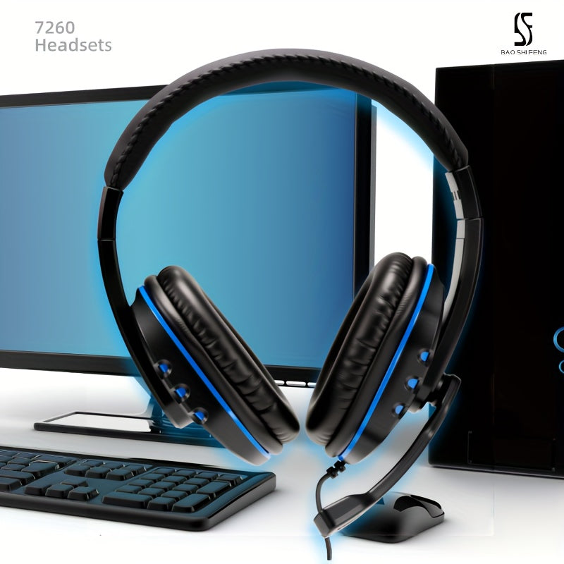 Wired Over-Ear Headset with Microphone for Work Meetings, Study Recording and Gaming Entertainment - Compatible: PS4/PS5/Xbox One/SWITCH / Mobile Phones & PC Tablets etc., comfortable to wear clear call, Lightweight Headphone