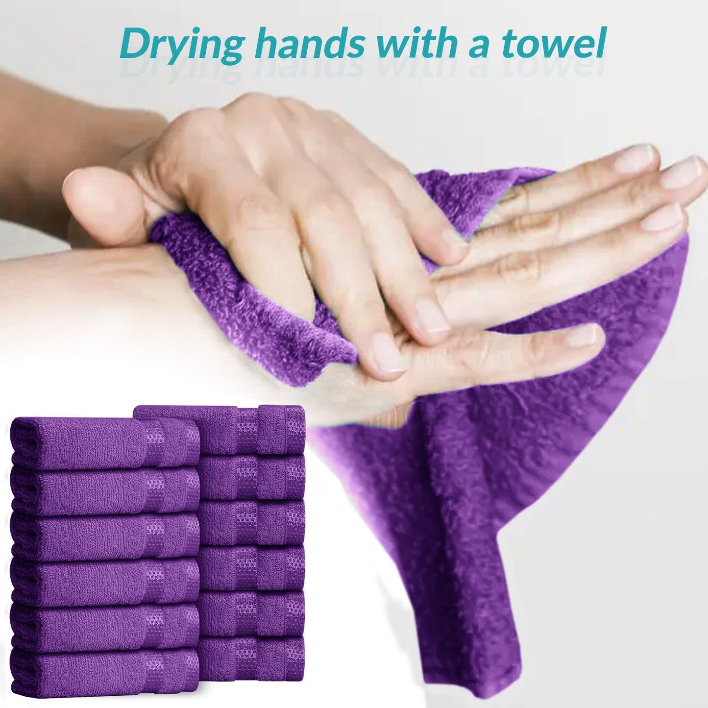 12 PCS Set from Kashmir Flannel Face Cloth - 100% Cotton Face Towels Soft & Absorbent Super Quality Washcloths 30x30CM, Fingertip Towels for Make-Up Removal & Cleansing - Bathroom Accessories