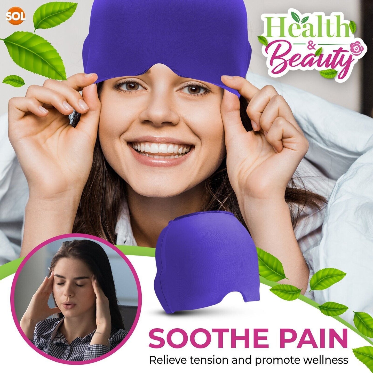 Cooling & Heating Headache Relief Cap | Reusable Gel Head Wrap for Comfort & Relaxation | Hot & Cold Therapy Hat for Head Tension, Pressure & Discomfort | Soft, Stretchable & Adjustable Fit | Multipurpose Head Wrap Mask for S