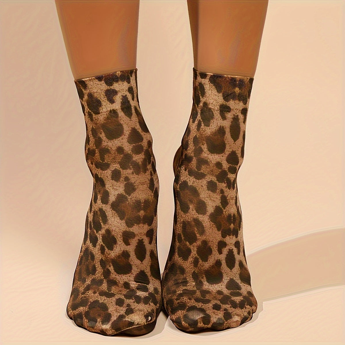 5 Pairs Women's Leopard Print Ankle Socks - Elegant Special Collection, Bold Animal Print Short Socks for Summer, Stylish Casual & Formal Wear, Versatile Fashion Accessories, Novelty Socks, Comfortable Fit