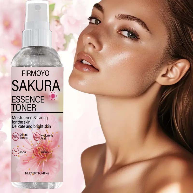2PCS Set Instant Brightening & Hydrating Facial Toner Mist - Cherry Blossom Toner Water for Sensitive, Dry, Oily & Combination Light Beige, 100ml Large (2x50ml), Quick-Absorbing -Inspired Skincare, Sensitive Complexion Spray