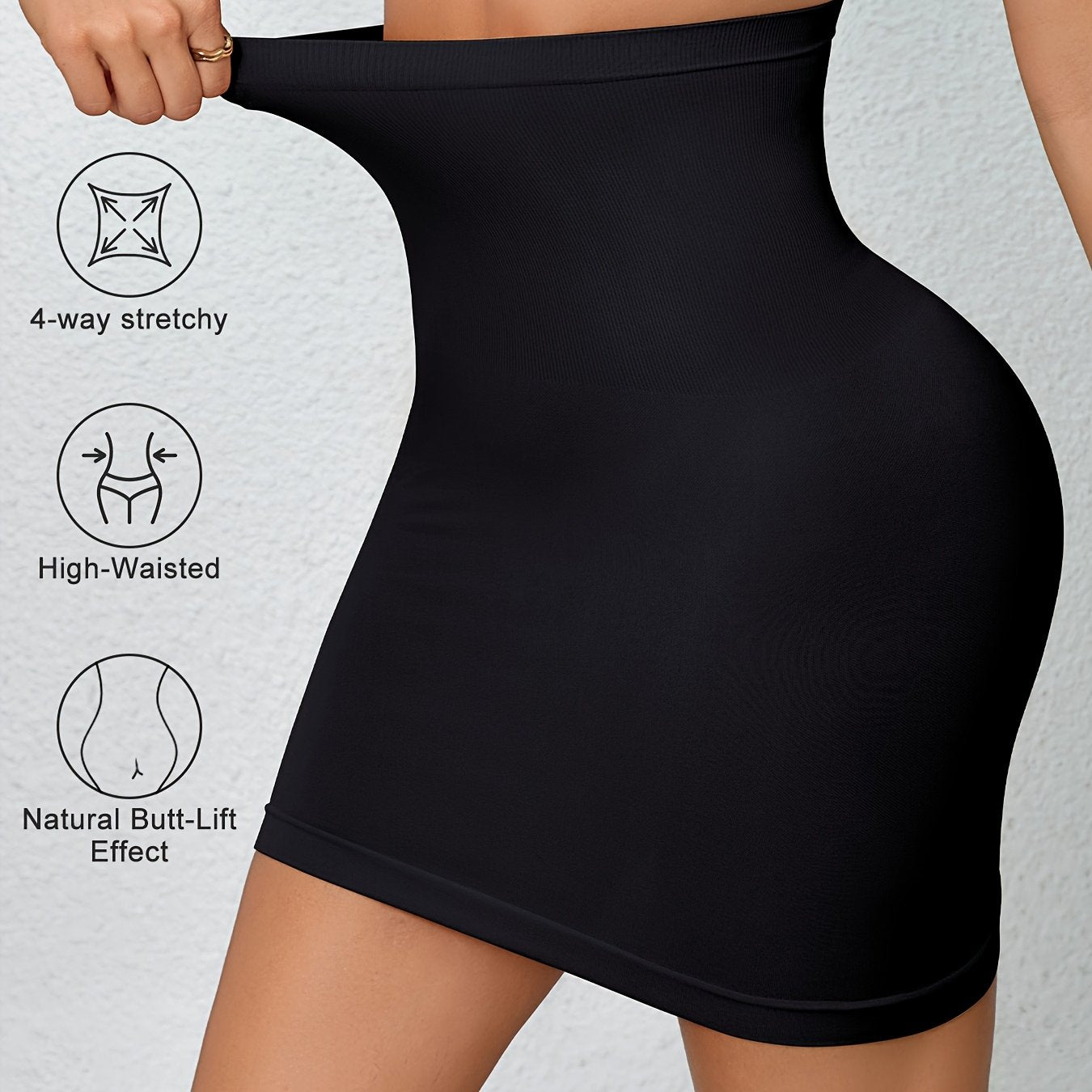S-XL UK (8-18) Size Black/White/Light Beige Color High-Waisted Tummy Control Skirt for Women, Sexy Bodycon Hip-Wrapping Skirt Lining