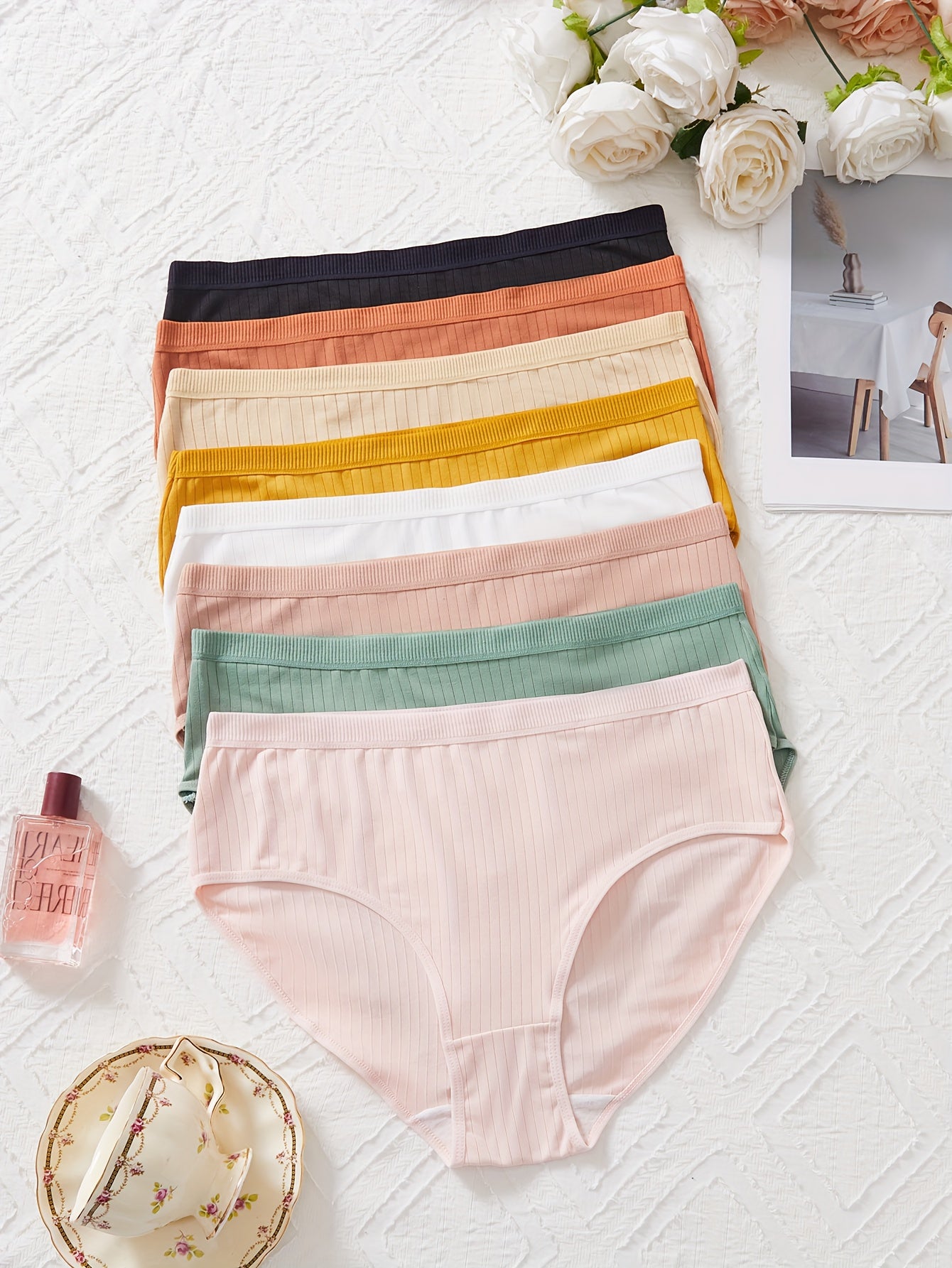 8 PCS Set UK 16-24 Plus Size Women's Briefs | Easy Comfortable Breathable Solid Color Triangle Briefs with Slight Stretch Fabric