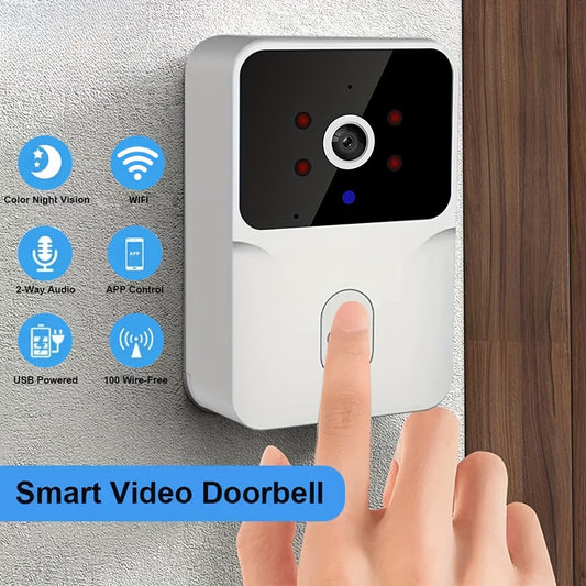 Wireless Smart HD Video Doorbell - 2.4G Wi-Fi, Night Vision, Voice Modification, Two-Way Communication, Photo Capture, Recording - Rechargeable Home Office Security Doorbell with Integrated Battery