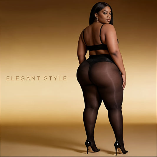 2XL-3XL-4XL UK(20-22-24) Plus Size for Curvy Ladies Shiny Glossy Thigh High Stockings, High Elastic Tights for Big Women, 1pc Opaque Pantyhose Underwear Accessories