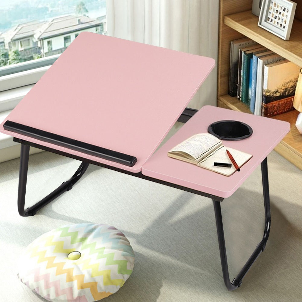 Laptop Desk Laptop Bed Table with Foldable Legs and Cup Slot, Reading Holder Notebook Stand with Adjustable Height Angle, Laptop Bed Tray for Bed Sofa Breakfast Work Study Reading