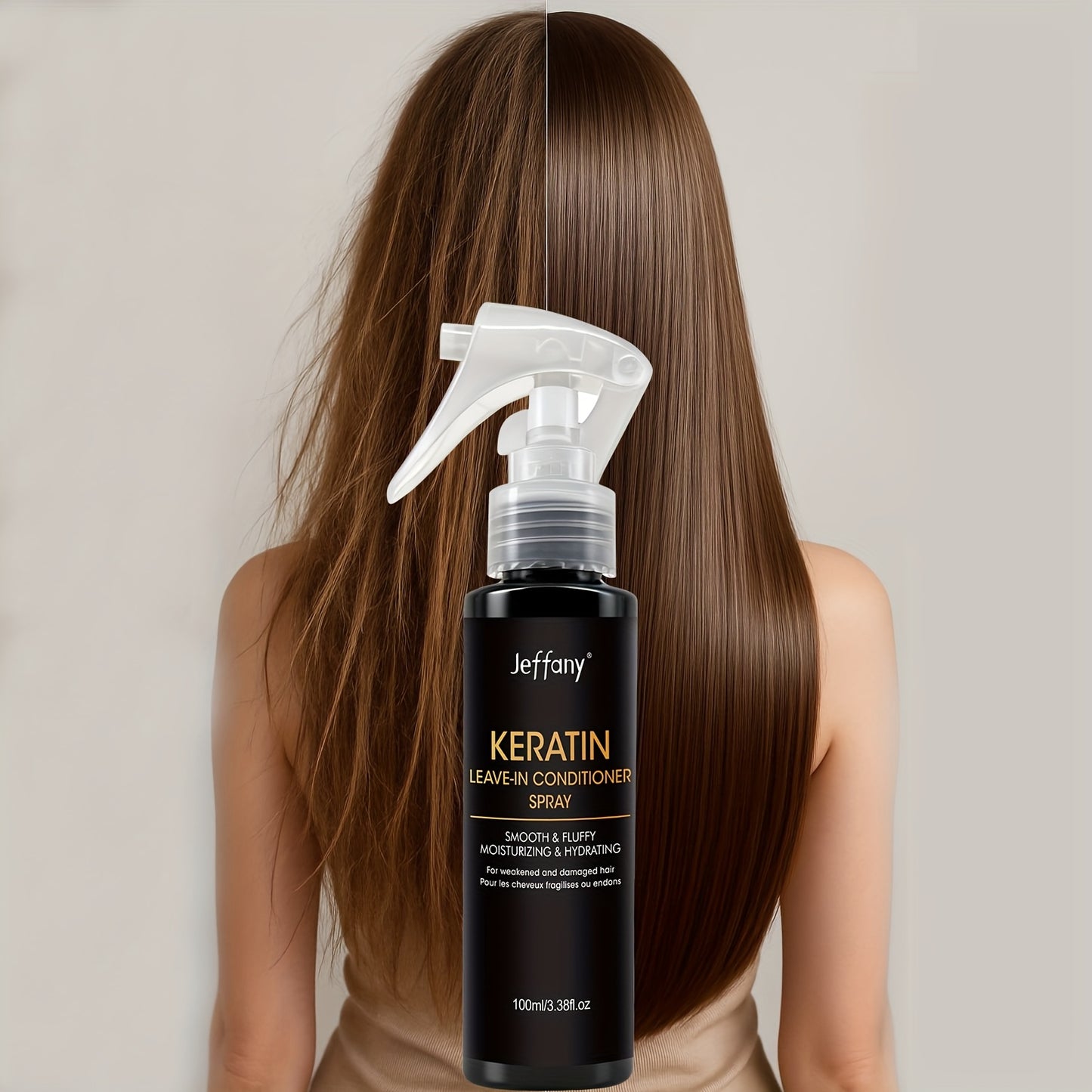 3.38 Fl. Oz. Instant Smoothing 10-In-1 Keratin Leave-In Conditioner Spray, Enriched with Keratin, Biotin, Castor Oil, And Coconut Oil – Smooths Frizz, Breakage, And Provides Protection. Suitable for Long Straight Hair, Curl