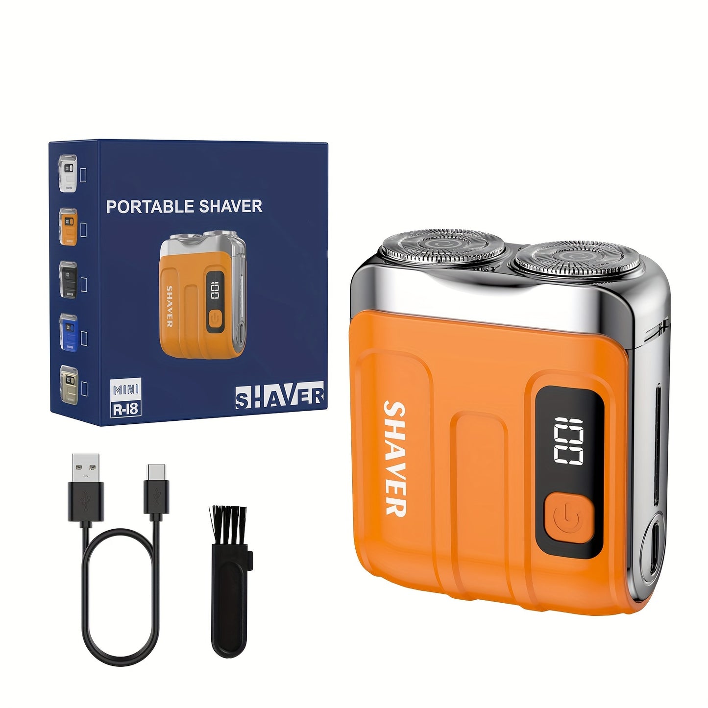 New Upgraded Mini Electric Portable Dual Blade Floating Men's Electric Shaver with Digital Display, Five Color Options, Clean Shaving, USB Charging, Travel Business Trip Hotels Men Grooming Tools