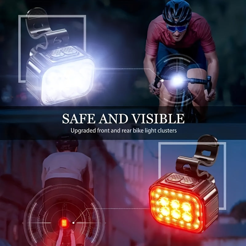 1 Set Rechargeable LED Bike Light System with Dynamic Headlight & Taillight,, -C Fast,, Handlebar Mount, Long-Range for Road, Mountain, Commuter - Compatible with Smartphones/-C Devices (No /Electronics Required)