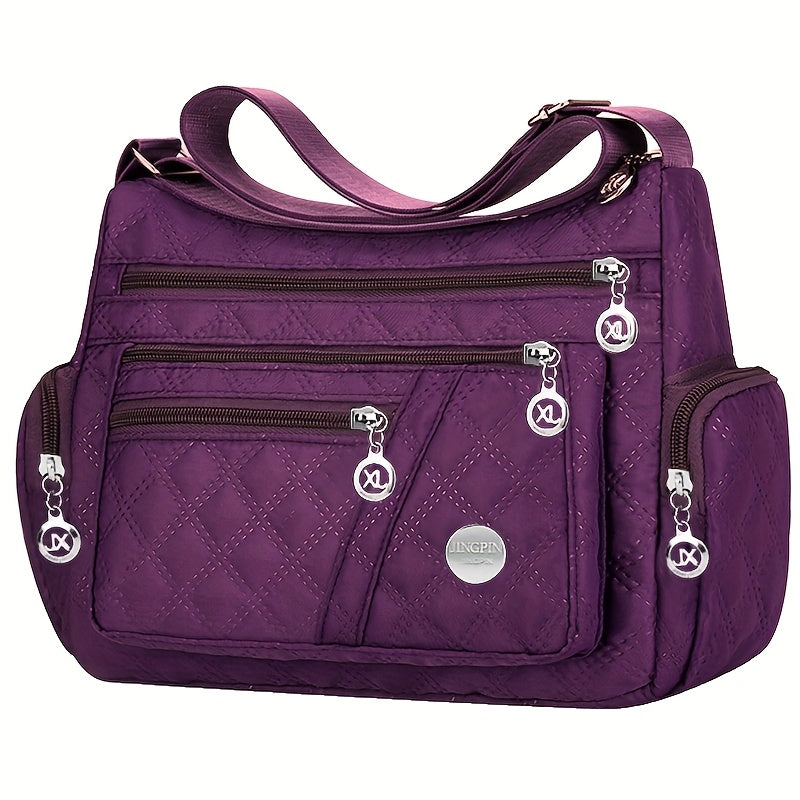 Kangaroo Unisex Square Crossbody Bag - Large Capacity Oxford Shoulder Bag with Adjustable Strap, Golden-Tone Hardware & Zipper Closure