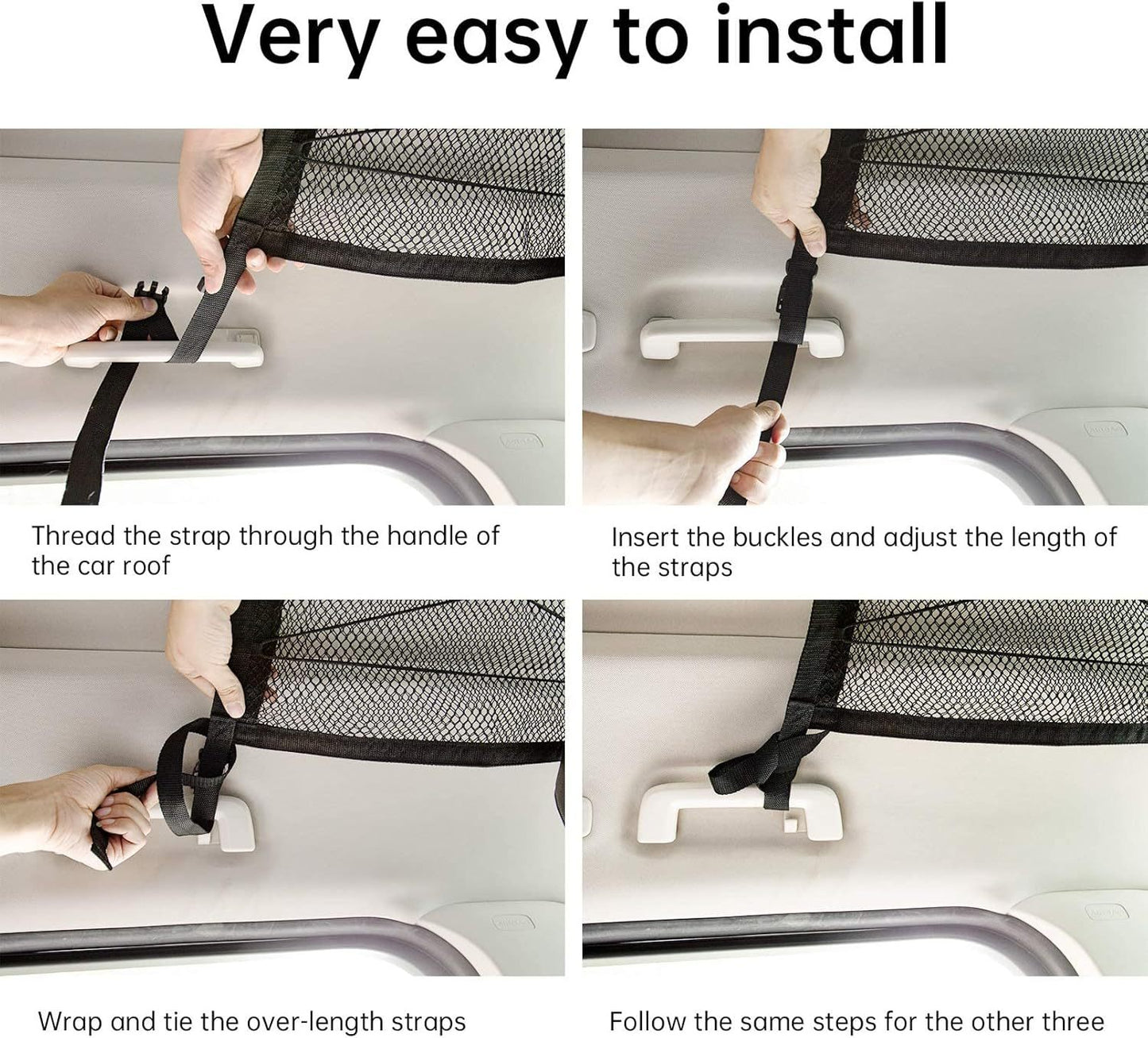 Adjustable Double-Layer Mesh Roof Storage Bag - Suitable for Suvs, Camping, And Trucks, Made of Durable Polyester Material, Featuring Secure Fastening Straps, Car Canopy Organizer