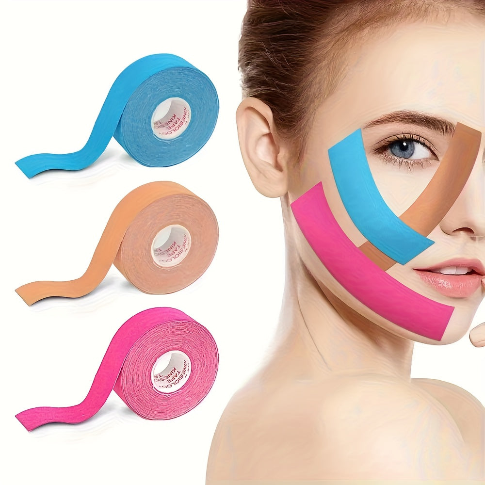 3 Rolls Set Anti-Wrinkle Face Tape - Blue, Pink, Beige | Facial and Body Skincare Adhesive | Gentle on Sensitive Skin | Perfect for Wrinkle and Light Beige Care, Skincare Adhesive | Soft Adhesive | Skincare Tape, Facial Light