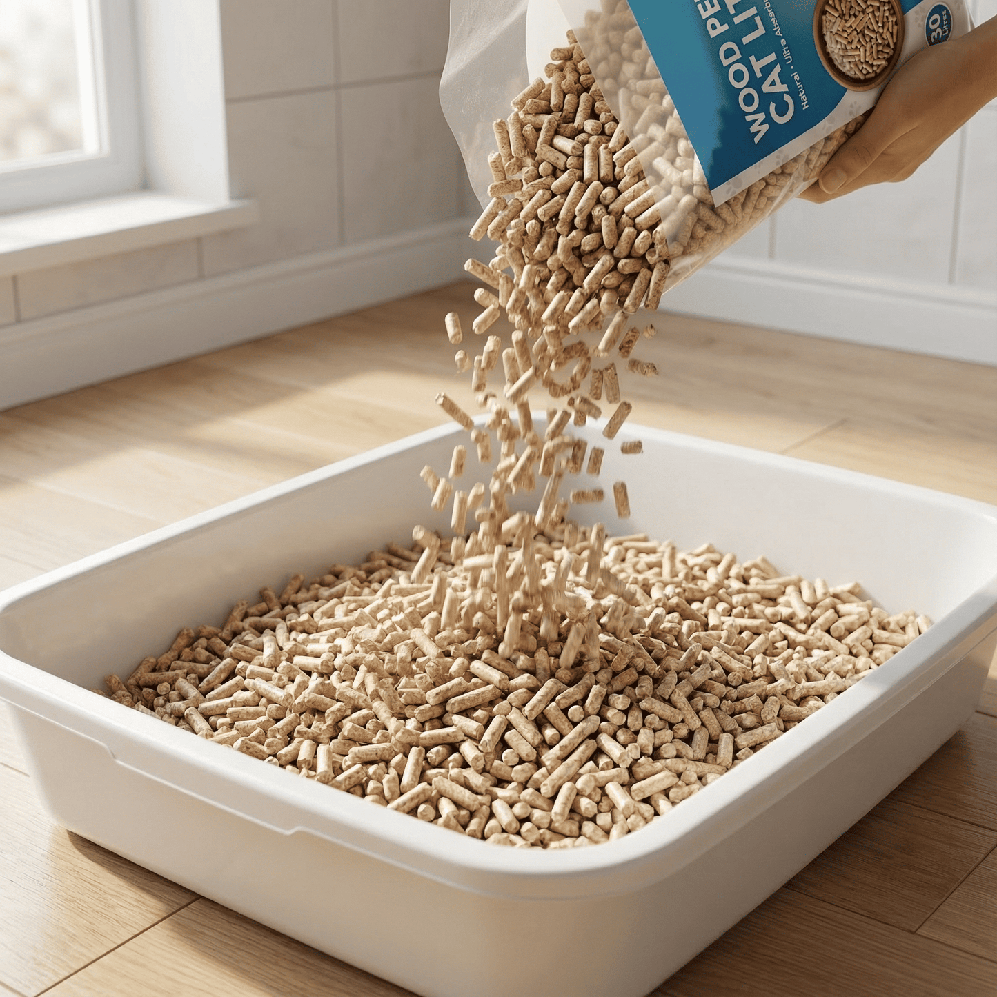30L Premium Cat Litter - Ultra Absorbent Wood Pellets, Natural Fresh Scent - Soft Bedding for Comfort, Odor Control - Made from Virgin Wood - Scandinavian Timber Aroma