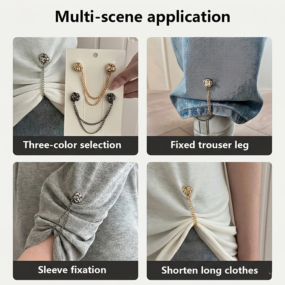3 PCS Set Featuring Camellia Design with Fixed Sleeves, Pants Designed to Prevent Dragging on The Floor, Length for The Outfit, And a Length Adjustment Buckle