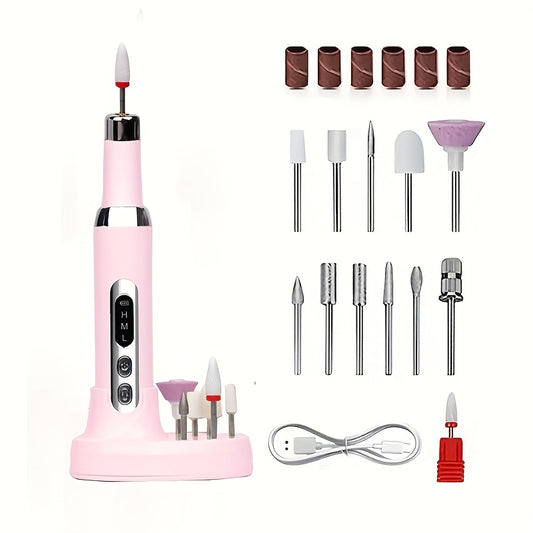 NEW Arrivals Electric Nail Drill Machine Full Set Professional with Drill Bits & Sanding Bands, Cordless Electric Nail File for Acrylic Gel Nails, Manicure and Pedicure Kit for Grinding Polishing Trimming