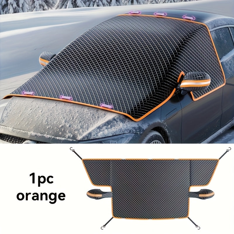 NEW Car Windshield Snow Cover, Suitable for All Vehicles - Durable Oxford Cloth Windshield Snow Shield, Thick Frost Cover with Magnetic Attachments, Magnetically Fixed, Resistant to Strong Winds, Suitable for All Seasons