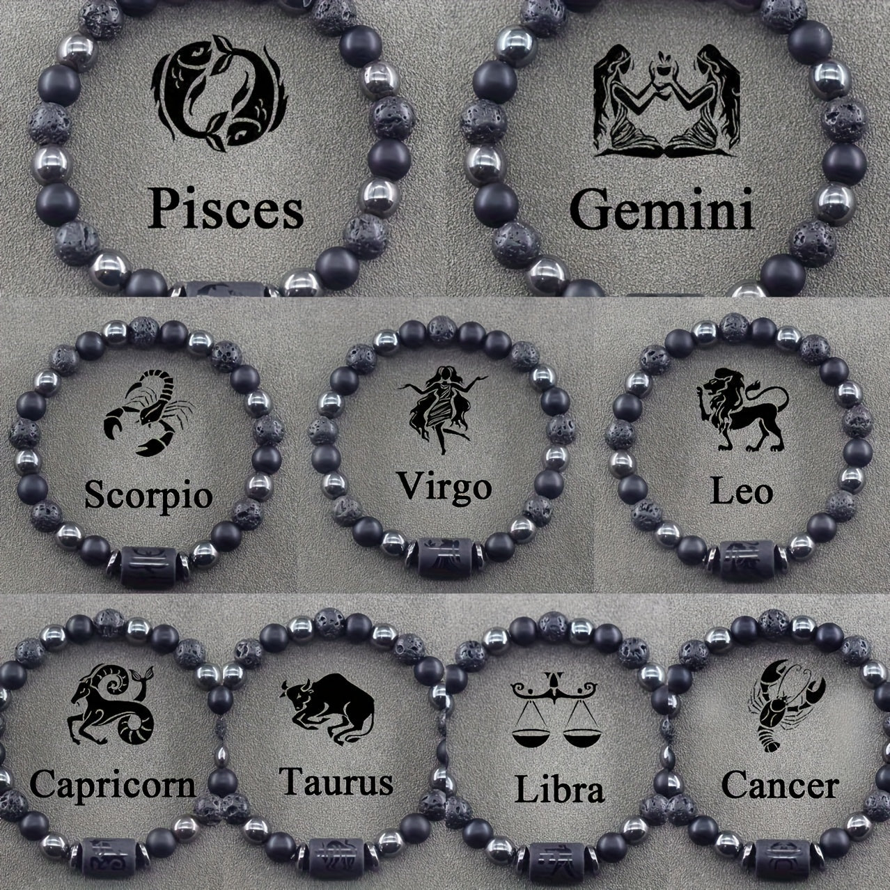 12 pcs The 12th Horoscope Months of Zodiac Natural Stone Beaded Bracelet, a Blessing Bracelet for Couples and Friends, Suitable as a Birthday Gift for Men and Women Jewelry Accessories