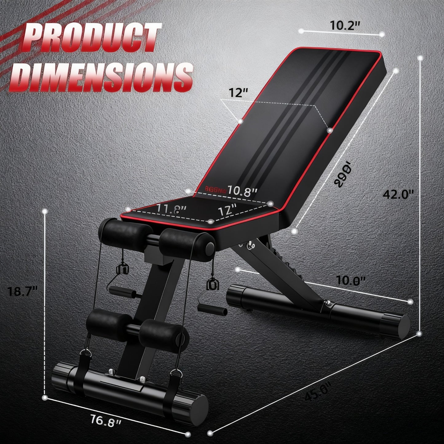 For Home Gym Multifunctional Adjustable Weight Bench - 300kg Capacity, 16-Level Adjustable, Foldable Home Gym Fitness Bench for Dumbbell Press, AB Workout & Full Body Training Sports Supplies