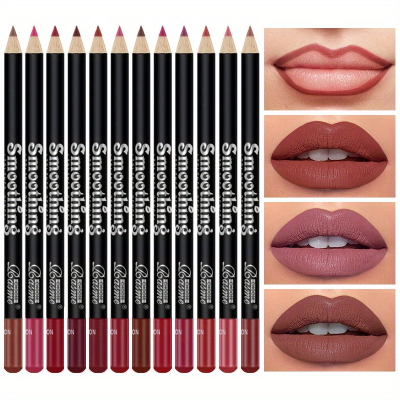 12 PCS Set Long-Lasting Lipstick Set, Lip Liner Pencil And Matte Lip Gloss For Women, Valentine's Day Gifts Mother's Day Gift Girls Cosmetic Accessories