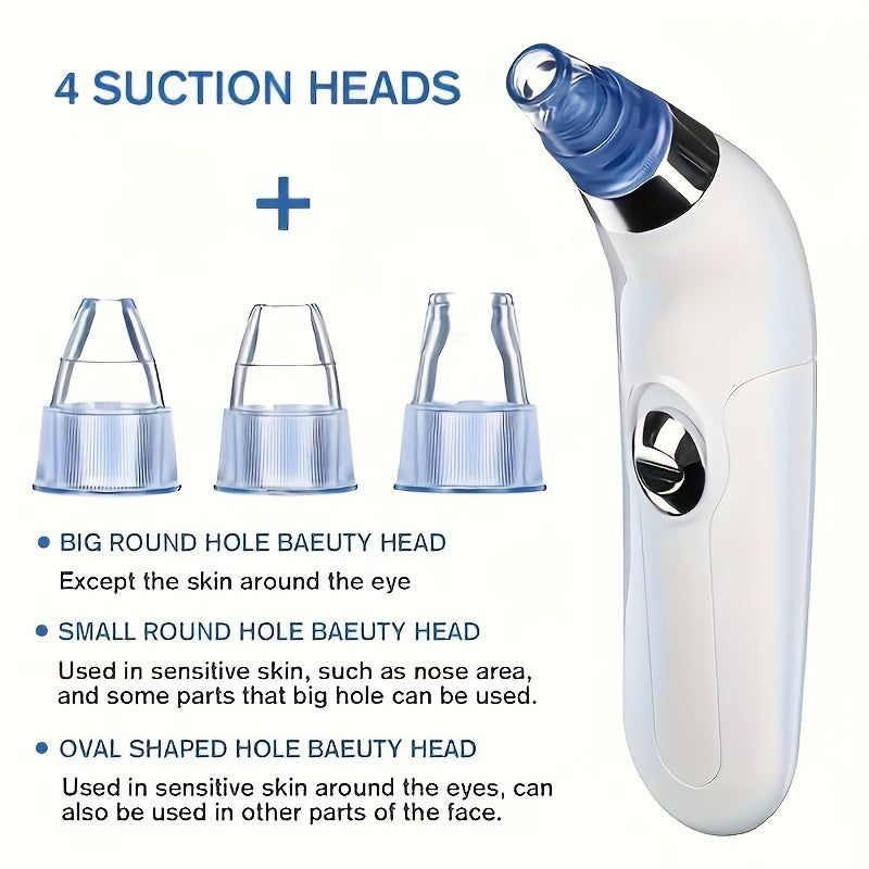 4-in-1 Set Electronic Multifunctional Portable Electric Exfoliator, Facial Pore Acne Cleansing Device for Gentle and Safe Exfoliation and Oil Removal, Gift for Friends, Men and Women