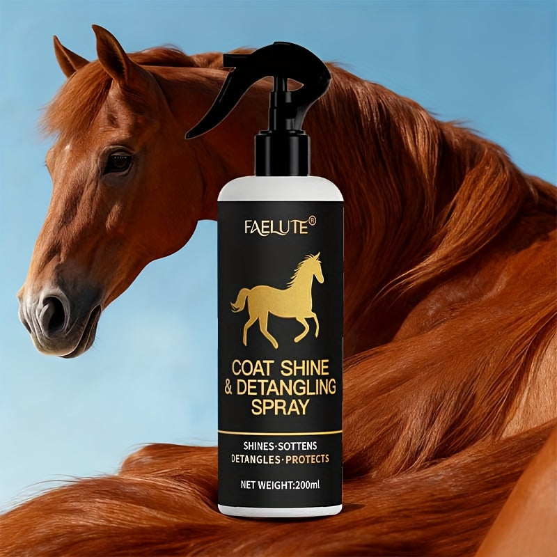200ml  Mane And Tail Leave-In Spray - Instantly Smooths And Reduces Breakage of Mane And Tail Hair While Enhancing Natural Shine, Plant-Based Formula for Horse Mane And Tail Care, Stylish Bottle with a Durable Nozzle