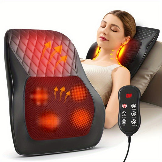 Hands-Free Cordless 3D Kneading Pillow with Heat - Portable Neck & Shoulder Massager for Back, Leg Pain Relief - Ideal Gift for Men & Women (Unscented), USB Powered