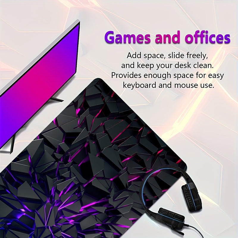 Oversized (150x80cm) Small (70x30cm) Modern Black Mouse Pad Featuring Bright Neon Designs - Premium Quality with a Rubber Backing - Sturdy Desk Mat Suitable for Gaming And Office Aesthetics - Perfect Present for Christmas And