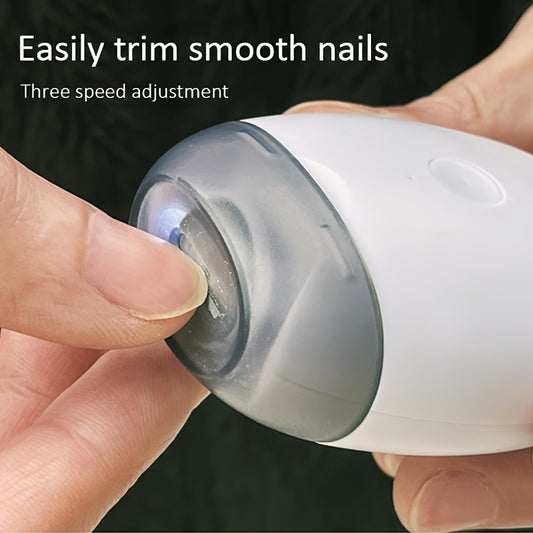 Portable Electric Nail Clipper & Grinder - USB- Automatic Nail Trimmer with 3-Speed Motor, Brushless/Brush Engine (No Adapter Included), LED Night Light & Flying Debris for Toenails & Fingernails