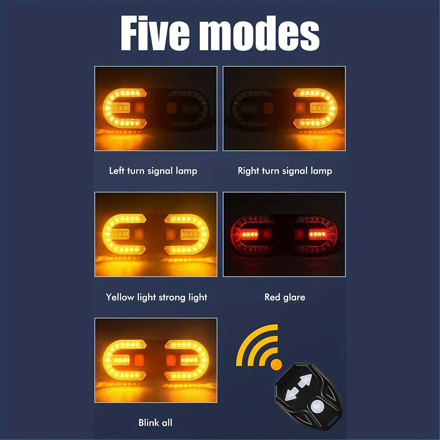 Bicycle Turn Signal, Bright Bicycle Tail Light, Wireless Remote Control Bicycle Tail Light, USB Rechargeable LED Mountain Bike Flashlight, Suitable for Bicycles and Scooters, Scooter Indicator Light, Road Visibility Aid, USB