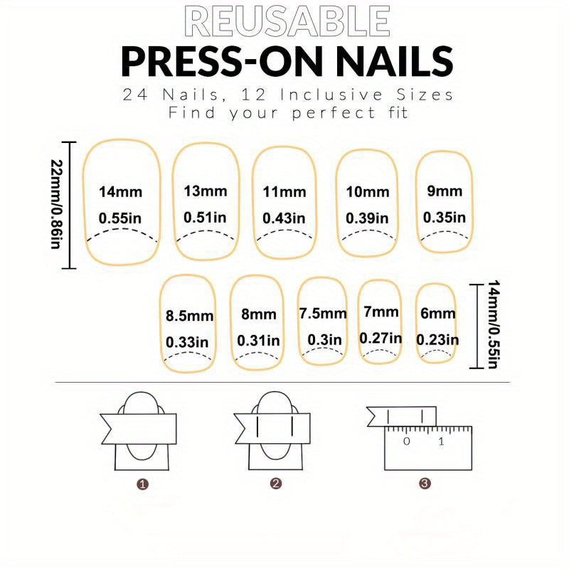 24 PCS Set Upgrade Your Look of Short Square Nail Art Wearable Nails French Style Simple Design Shiny False Nails Extended Removable Nails with Jelly Glue 1 Nail File 1