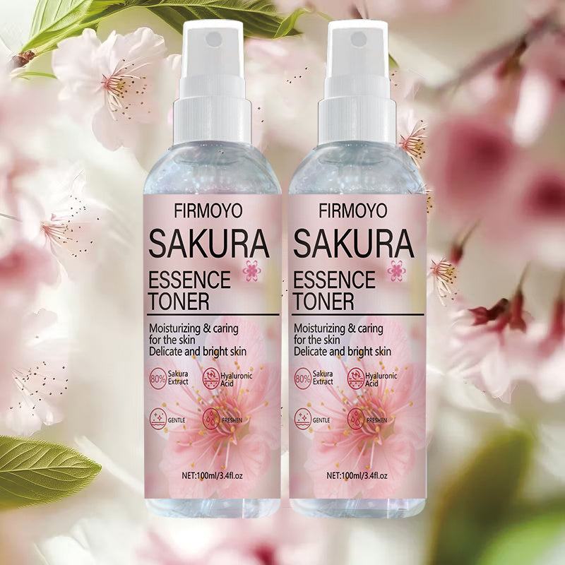 2PCS Set Instant Brightening & Hydrating Facial Toner Mist - Cherry Blossom Toner Water for Sensitive, Dry, Oily & Combination Light Beige, 100ml Large (2x50ml), Quick-Absorbing -Inspired Skincare, Sensitive Complexion Spray