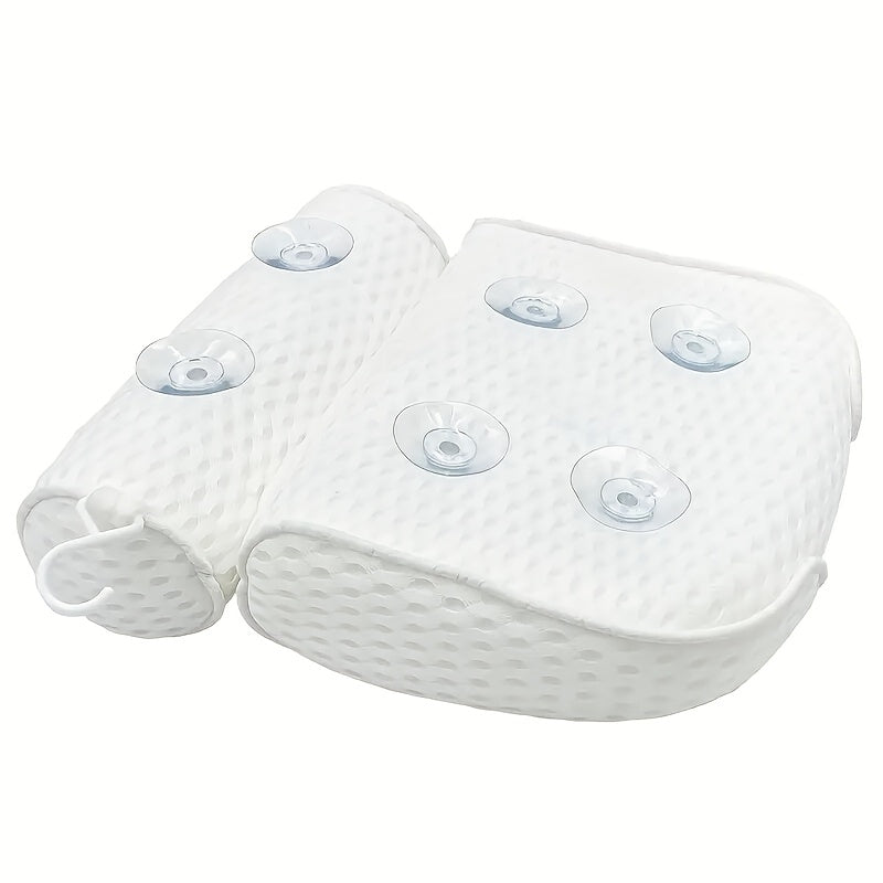 3D Mesh Bathtub Pillow with Neck and Back Support - Quick-Dry Vinyl Bath Mat, 6 Suction Cups and Hooks, Machine Washable Spa Accessory, Suitable for Bathtub, Hot Tub - Bathing Aid, Hot Spring Bath, Shower Decor, Bath Pillow,