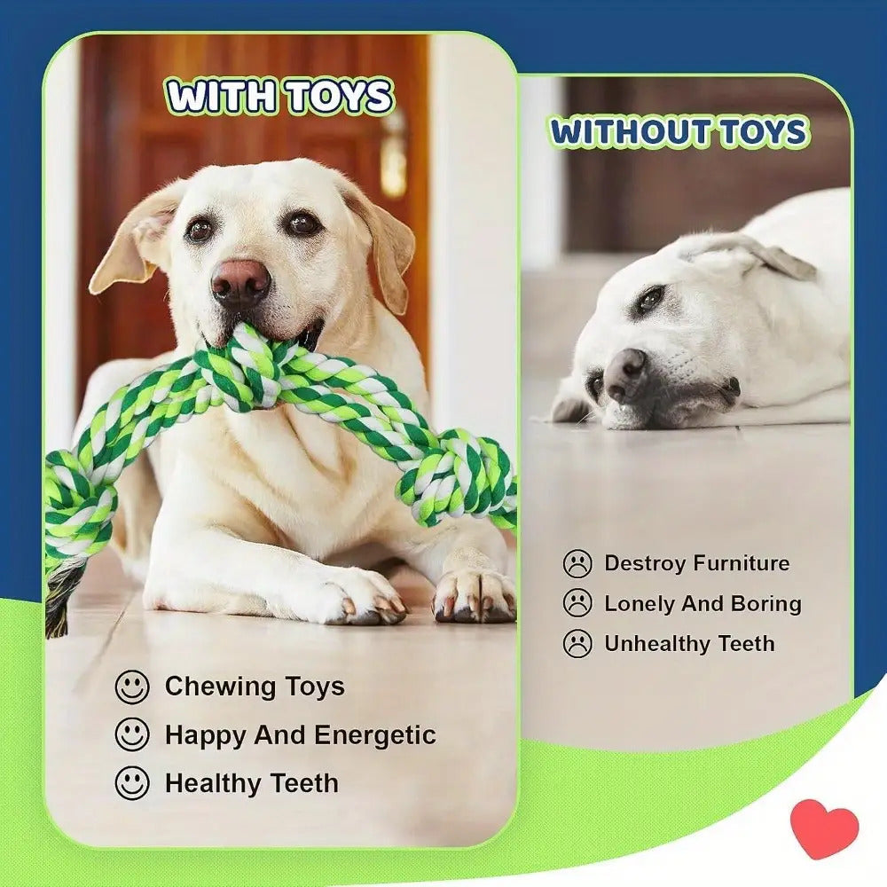 7 PCS Set of Red Dog Chew Rope Knot Toys, Durable Training Interactive Dog Rope Toys, Suitable for Various Sizes of Dogs for Play and Interaction. Multifunctional Teeth Grinding Rope, Indoor and Outdoor Training and Teeth Cle