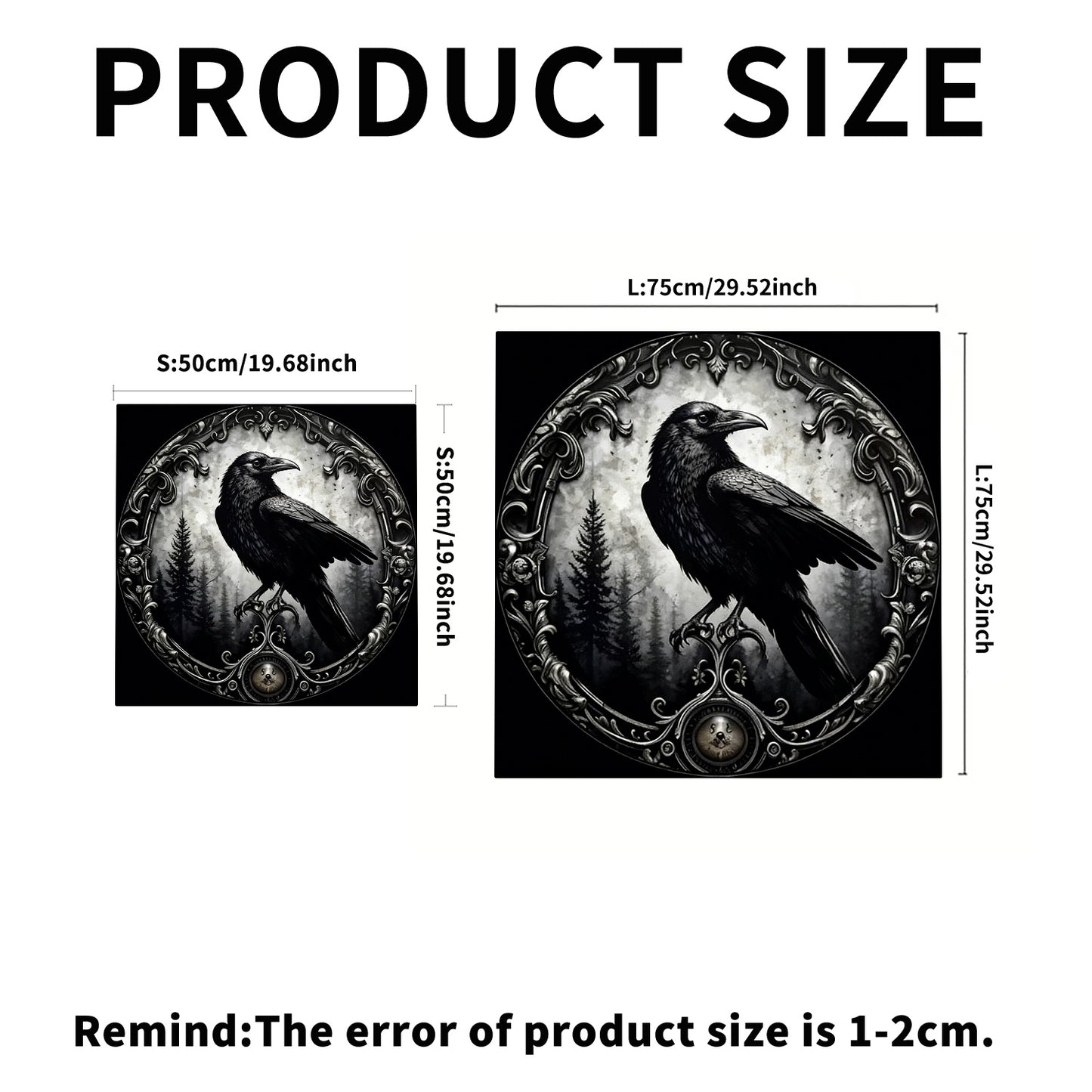 Mystical Forest Crow Emblem Cloth, Astrology Cloth, Universal Altar Cloth, Tabletop Game Cloth, Room Decoration, 2D Flat, Board Game Cloth, Party Decoration, Suitable for Astrology Enthusiasts