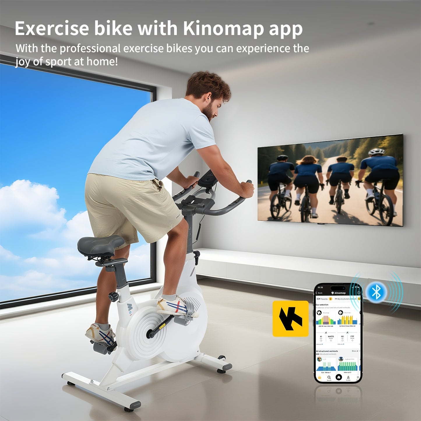 Indoor Bike Suitable for Home Fitness with Shock-Absorbing Belt Drive, Non-Slip Pedals, Heart Rate Monitor, Multi-Function Display (Speed/Calories/Time/Distance/Pulse), Heavy-Duty Seat - Ideal for Cardio Workouts & Small Spac