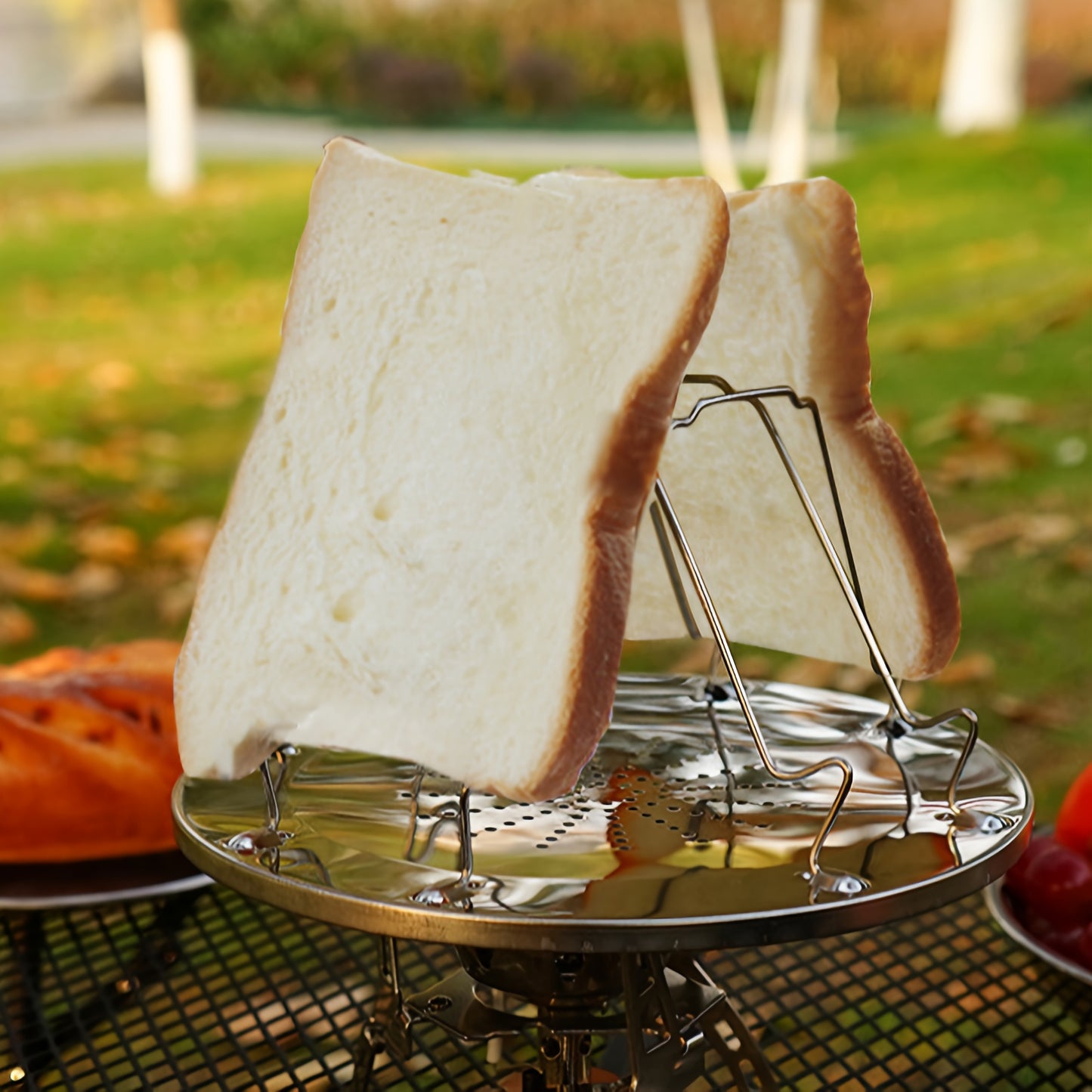 NEW Round Foldable Portable Stainless Steel Toast Bread Grill; Outdoor Camping Stainless Steel Toast Rack