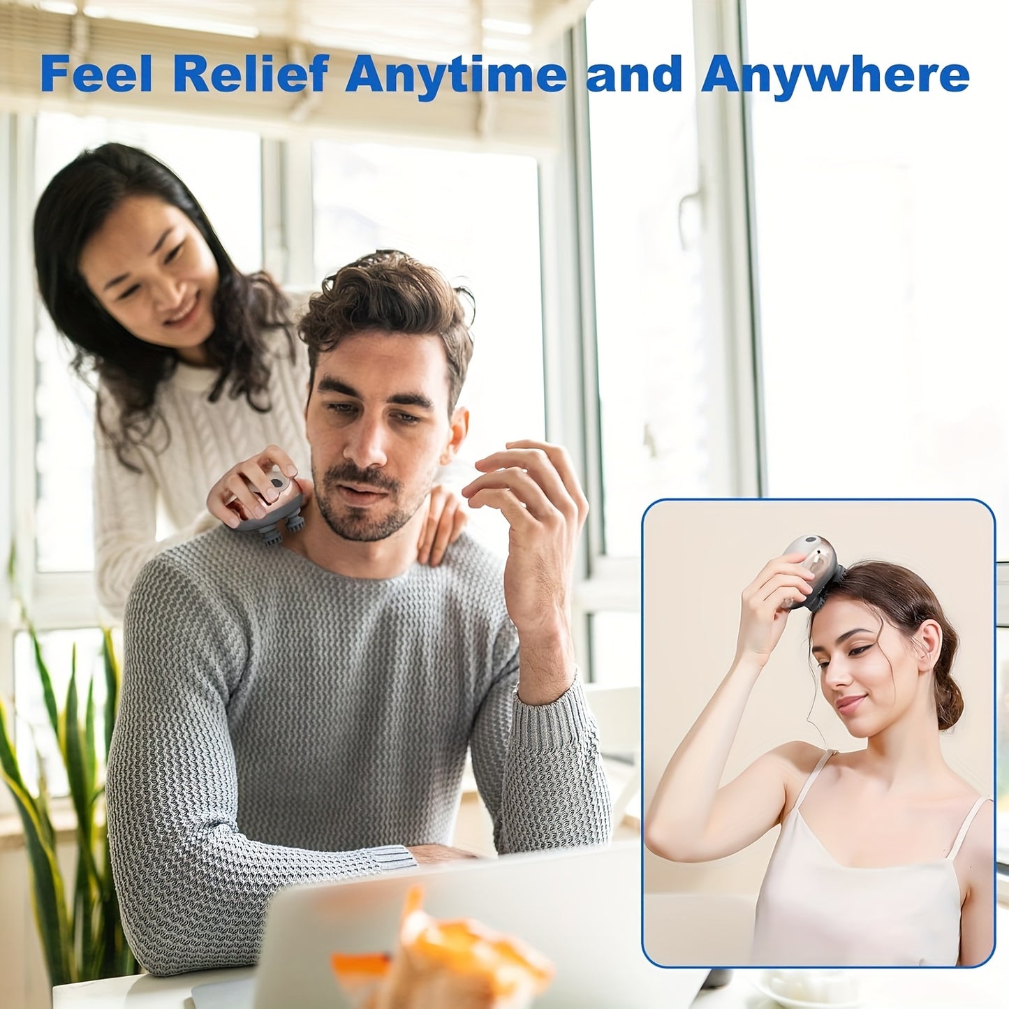 3 Colors Handheld Portable Scalp Brush And Comb, an Electric Scalp Massager with 4 Massage Claw Heads, a Rechargeable Electric Head Massager with Vibrating Scalp, Featuring 96 Kneading Nodes, Suitable for Both Humans And Pets