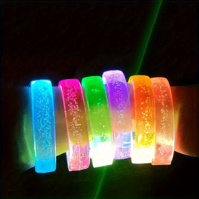 8pcs LED Glow-in-the-Dark Bracelets - /Blacklight Activated Neon Party Chains, Multi-Color LED Light Up Bracelets with Button Batteries Included - Glow Under UV Light for Concerts, Clubs, Birthdays, Carnivals - Perfect for Gr