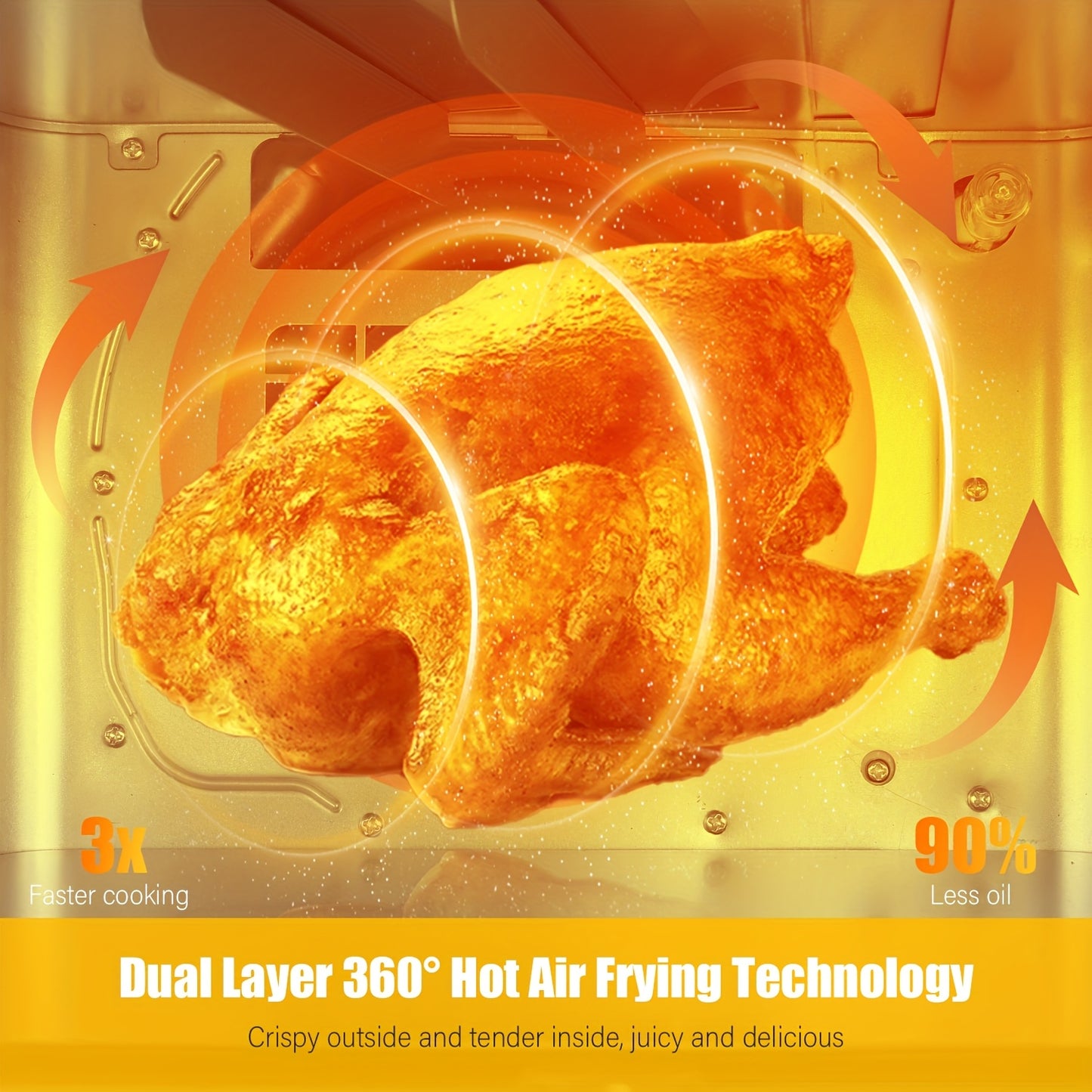 Professional 2800W Dual-Cavity 11L Family Air Fryer with Dual Drawers & Viewing Window, 10-in-1 Cooking (Air Fry/Bake/Roast), Heavy-Duty ABS/S Stainless, Oversized Basket for whole Chicken, Dishwasher-Safe for Large Gathering