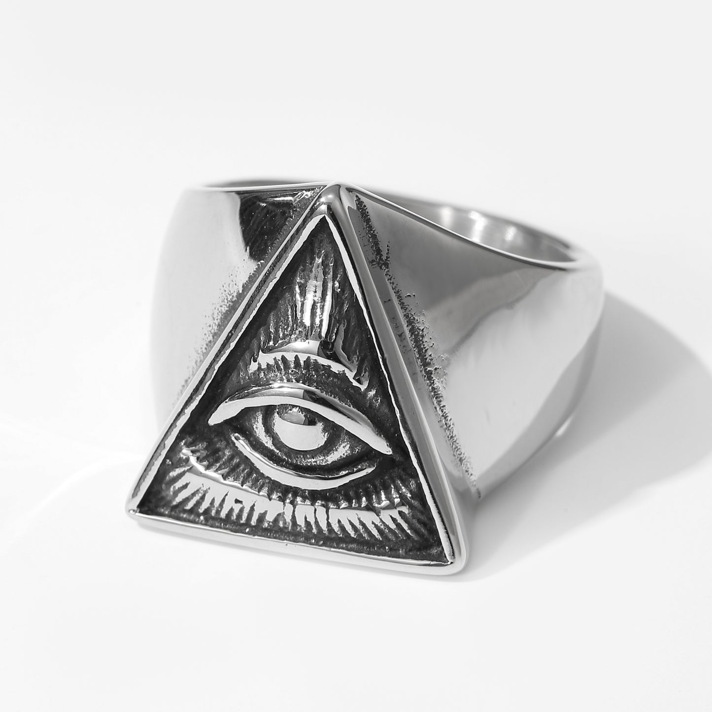 Illuminati Secret Society Women's Men's Ring, Vintage All-Seeing Eye Triangle , Cyberpunk Style, Suitable for Group Ceremonies Gathering Parties,  Jewelry Accessories
