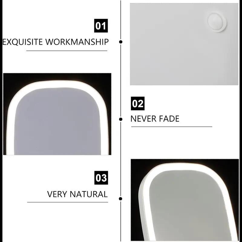 LED Makeup Mirror with Lights, Dressing Table Lighting, Portable Foldable Touch Control, 3 Lighting Modes for Makeup - Rechargeable Battery, Polished Glass Surface, Perfect for Students and Dorm Rooms. A Stylish Accessory for