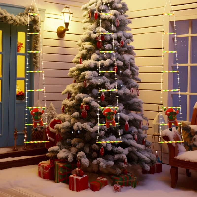 1 Set of New Waterproof LED Ladder Santa Claus Light String to Create a Christmas Atmosphere Christmas Decoration Light String USB Remote Control Decorative Light Rainbow LED Decorative Light 3m/1.7m Outdoor Courtyard Decorat