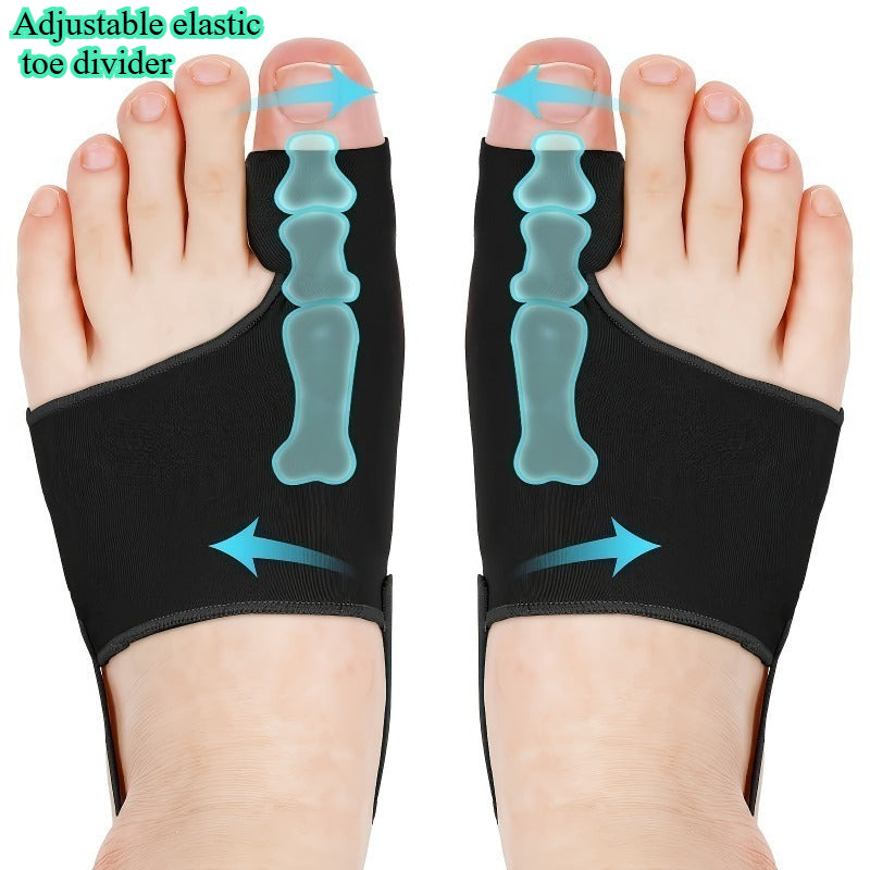 2 PCS Set A Pair of Adjustable Elastic Toe Separators, Unisex Gel Toe And Thumb Separators with Gel Pads - Designed for Foot Comfort - Suitable for Nighttime Use, Hiking, Camping Gym