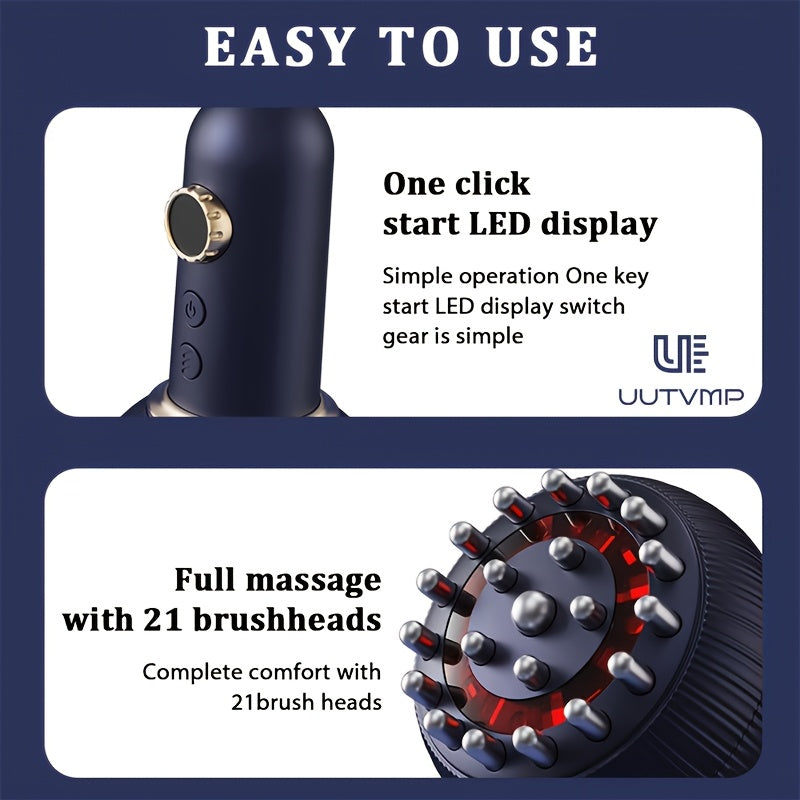 Massage Device with Digital Display, High-frequency Vibration Massage, Temperature-sensitive Hot Compress, Electric Massage Brush, Home Gua Sha Tool, Smart Electric Meridian Brush, Electric Gua Sha Device, Home Massager, Heat